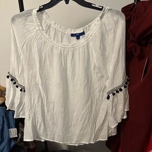 White Blouse with Black Accents